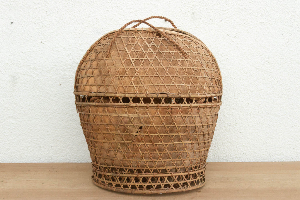 Antique Handwoven Large Carrying Pouch Basket