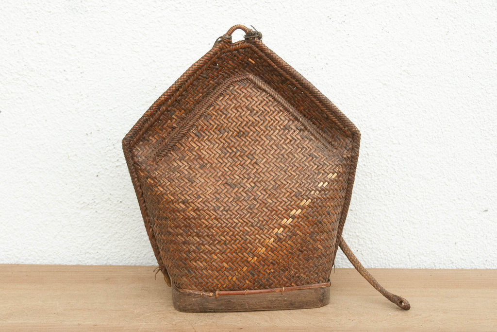 Large Antique Borneo Woven Harvest Carrier