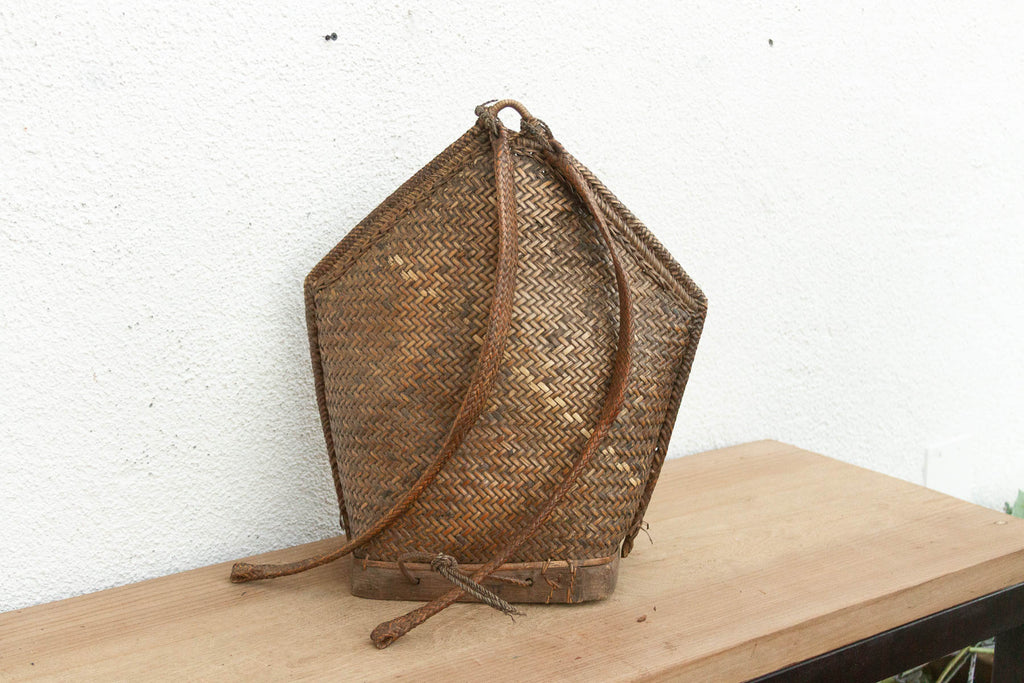 Large Antique Borneo Woven Harvest Carrier