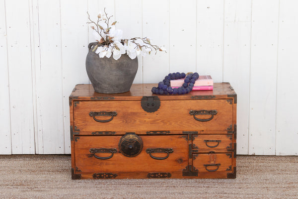 Low Mid Century Japanese Tansu Chest
