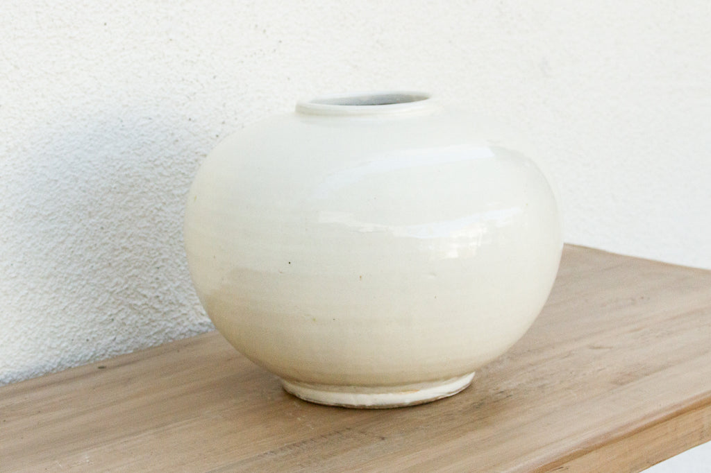 Large Zen Inspired White Glaze Pot