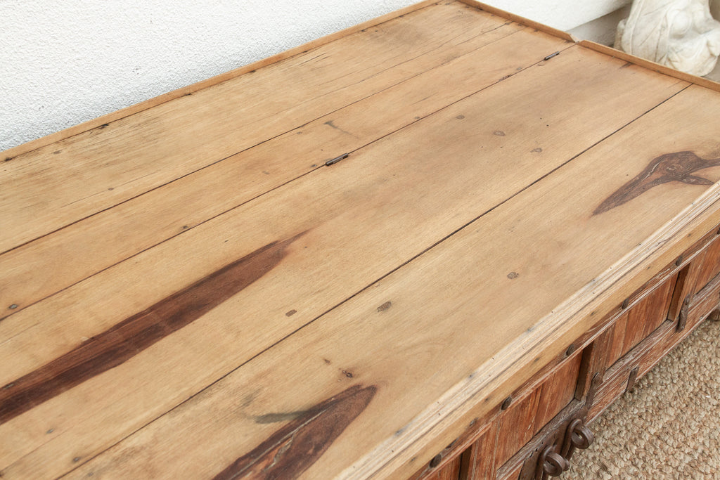 Large Antique Teak Stickbox Chest Coffee Table
