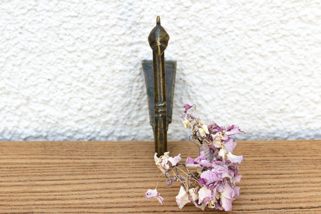Slim Tribal Aged Brass Hook