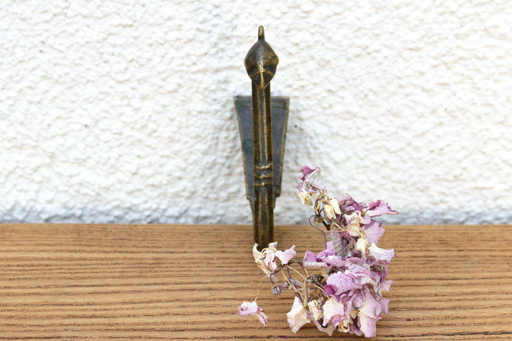Slim Tribal Aged Brass Hook