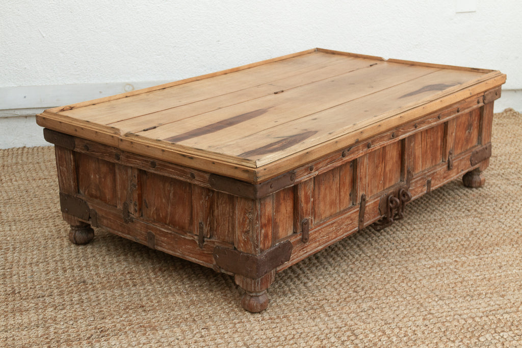 Large Antique Teak Stickbox Chest Coffee Table
