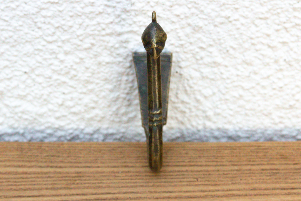 Slim Tribal Aged Brass Hook
