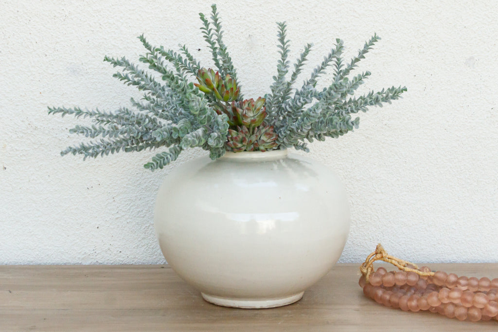 Eclectic Modern White Round Porcelain Vase