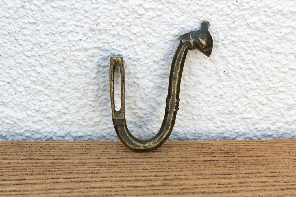 Slim Tribal Aged Brass Hook