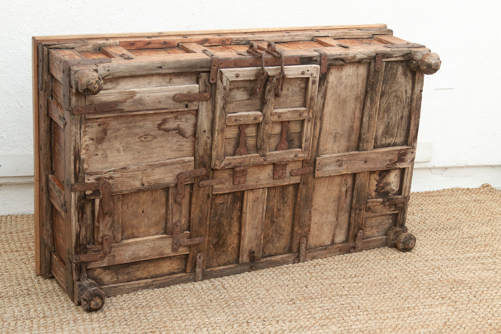 Large Antique Teak Stickbox Chest Coffee Table