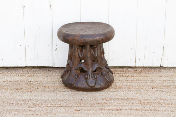 Verdigris African Bamileke Stool