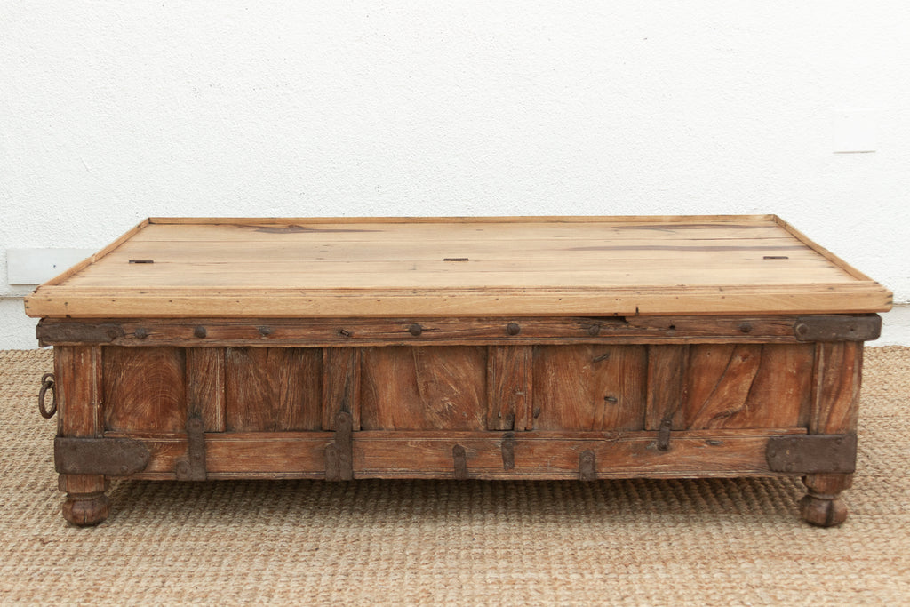Large Antique Teak Stickbox Chest Coffee Table