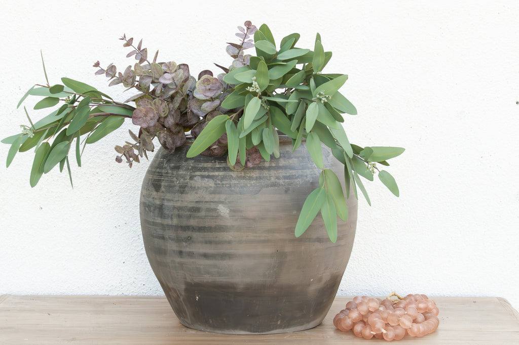 Rustic Charcoal Clay Pot