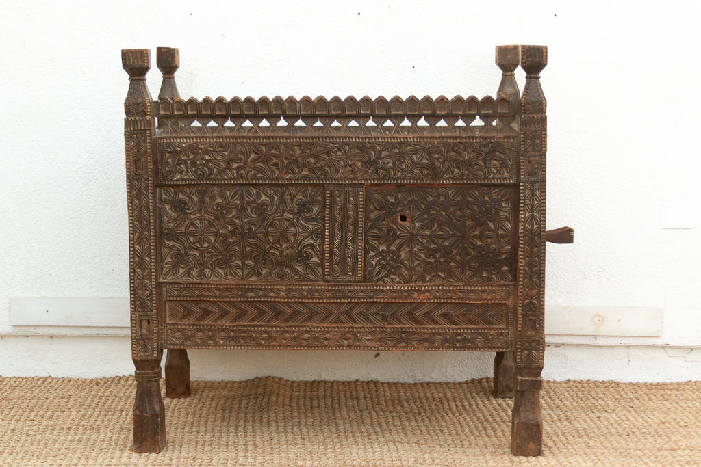Antique Finely Carved Swat Valley Chest Cabinet