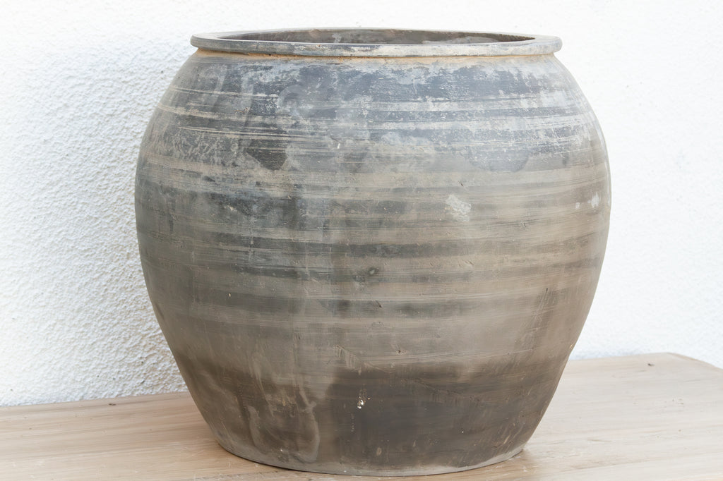 Rustic Charcoal Clay Pot