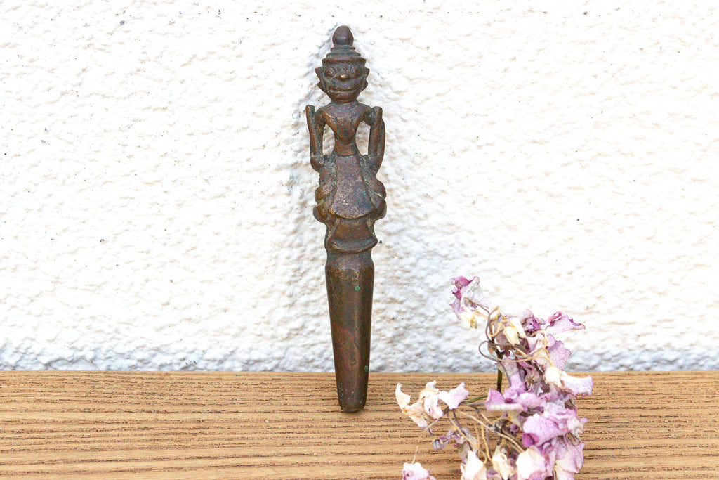 Masterfully Cast Antique Bronze Figural Vessel Cap
