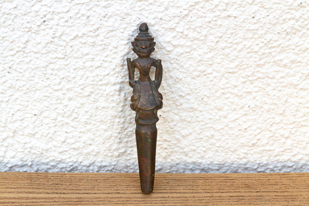 Masterfully Cast Antique Bronze Figural Vessel Cap