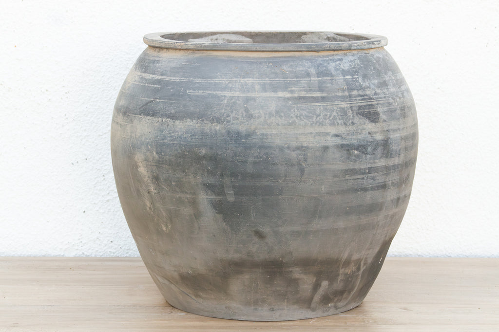 Rustic Charcoal Clay Pot