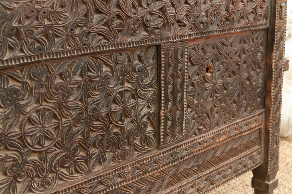 Antique Finely Carved Swat Valley Chest Cabinet