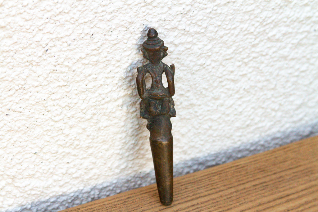 Masterfully Cast Antique Bronze Figural Vessel Cap