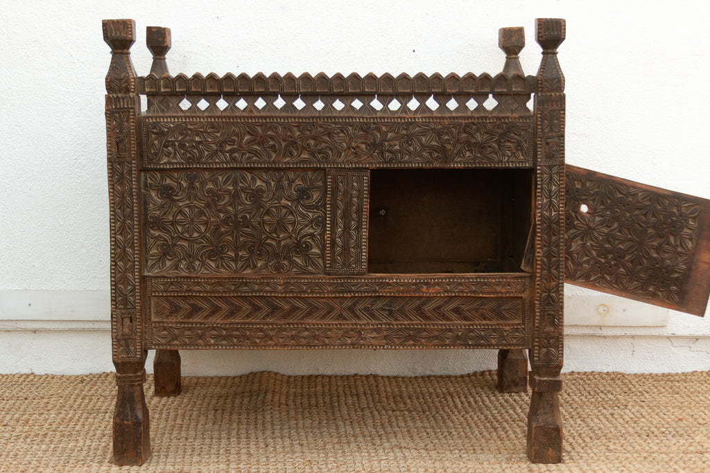 Antique Finely Carved Swat Valley Chest Cabinet