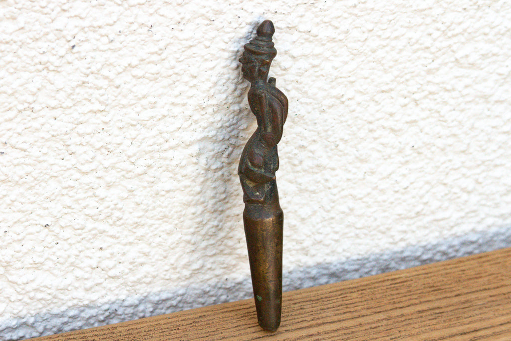 Masterfully Cast Antique Bronze Figural Vessel Cap