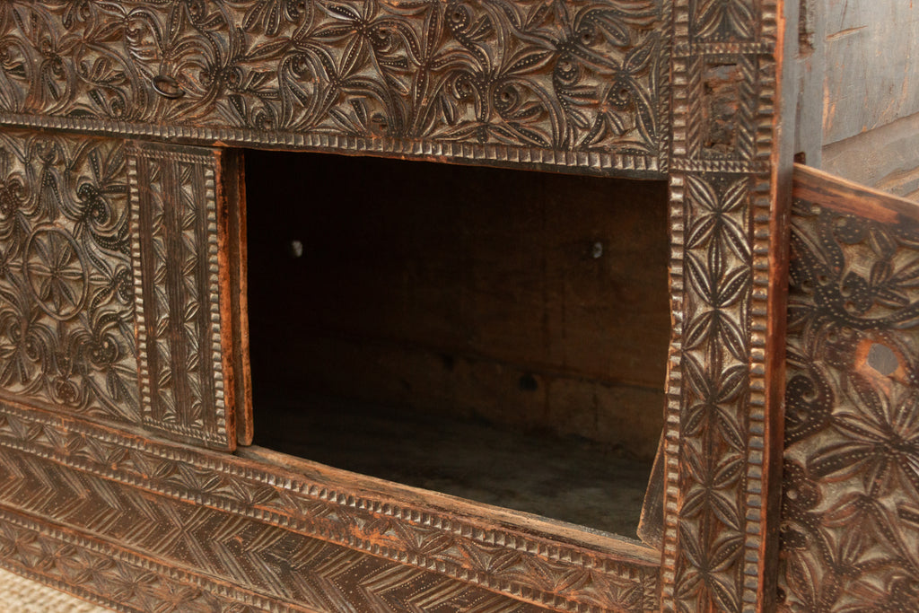 Antique Finely Carved Swat Valley Chest Cabinet