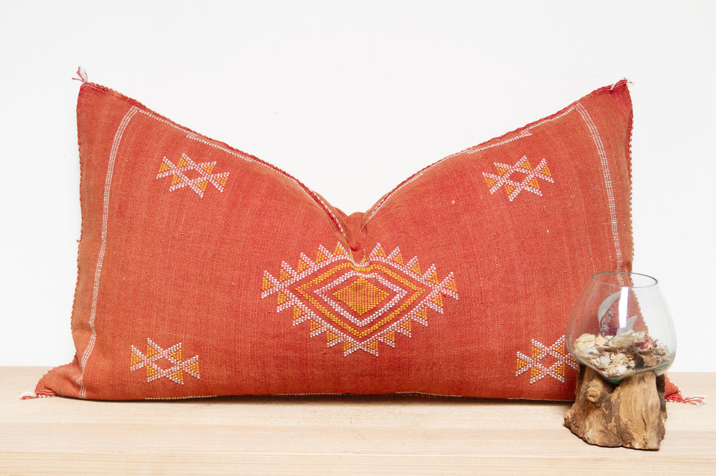 Long Lumbar Saffron Moroccan Cactus Silk Pillow– DE-COR Globally
