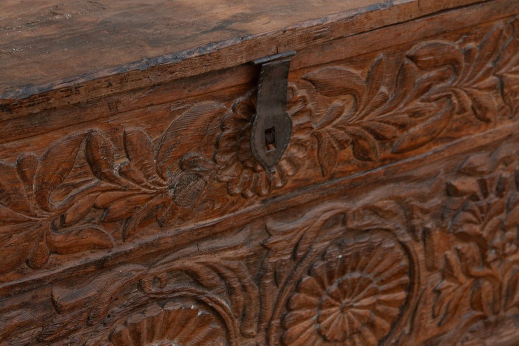Antique Swat Valley Carved Chest Console
