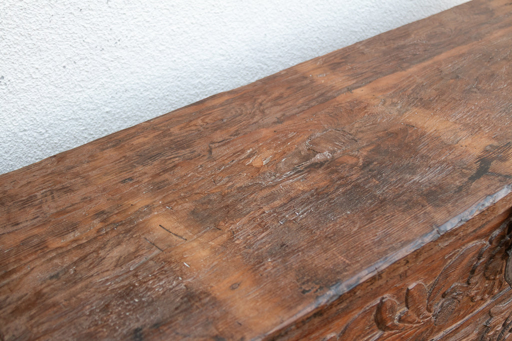 Antique Swat Valley Carved Chest Console