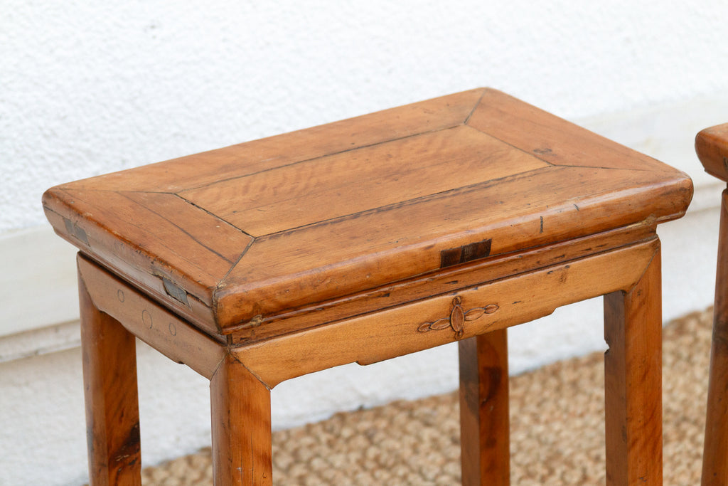 Pair of Antique Chinese Rectangular Stools (Trade)