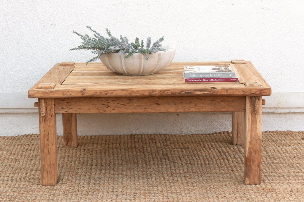 Primitive Raw Teak Wood Coffee Table (Trade)