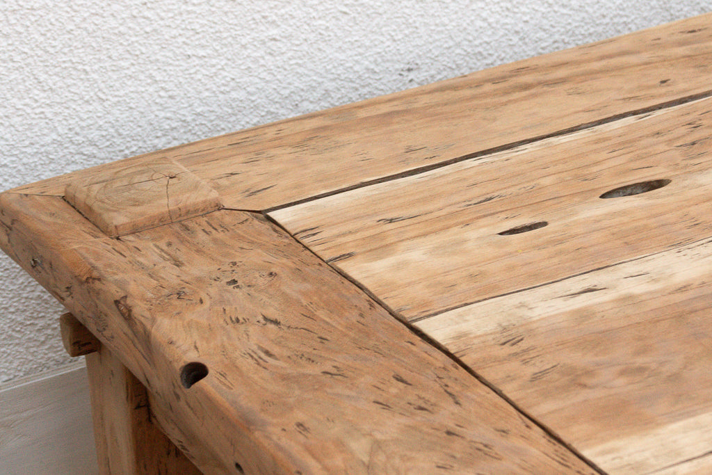 Primitive Raw Teak Wood Coffee Table (Trade)