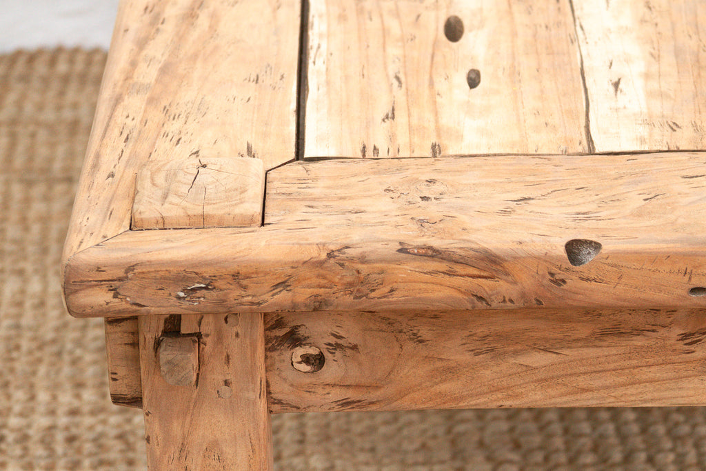 Primitive Raw Teak Wood Coffee Table (Trade)