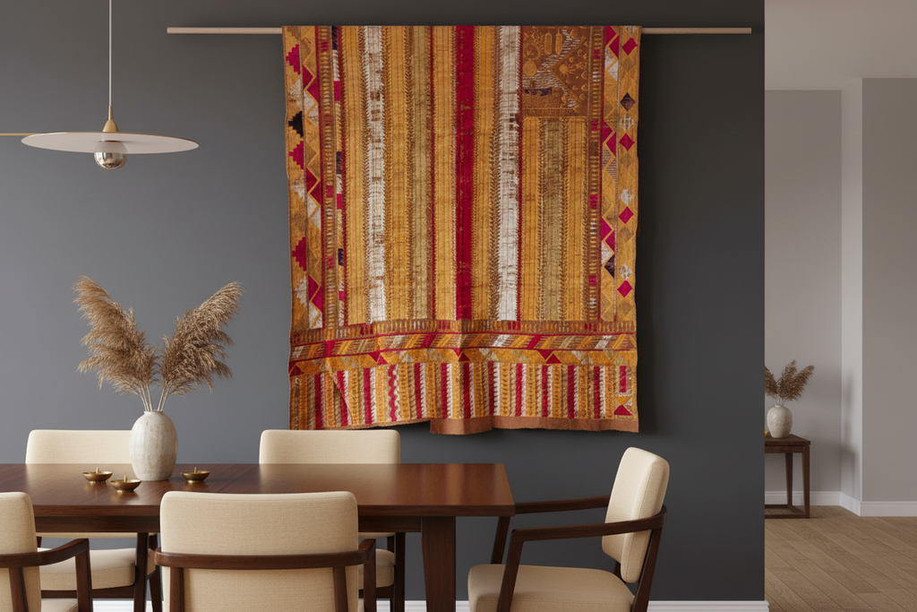 Fine Multicolor Tribal Antique Phulkari Throw