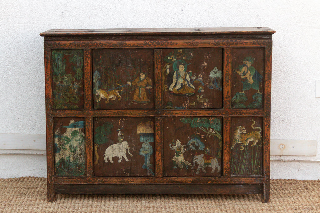 Antique Himalayas Hand-Painted Tibetan Cabinet (Trade)