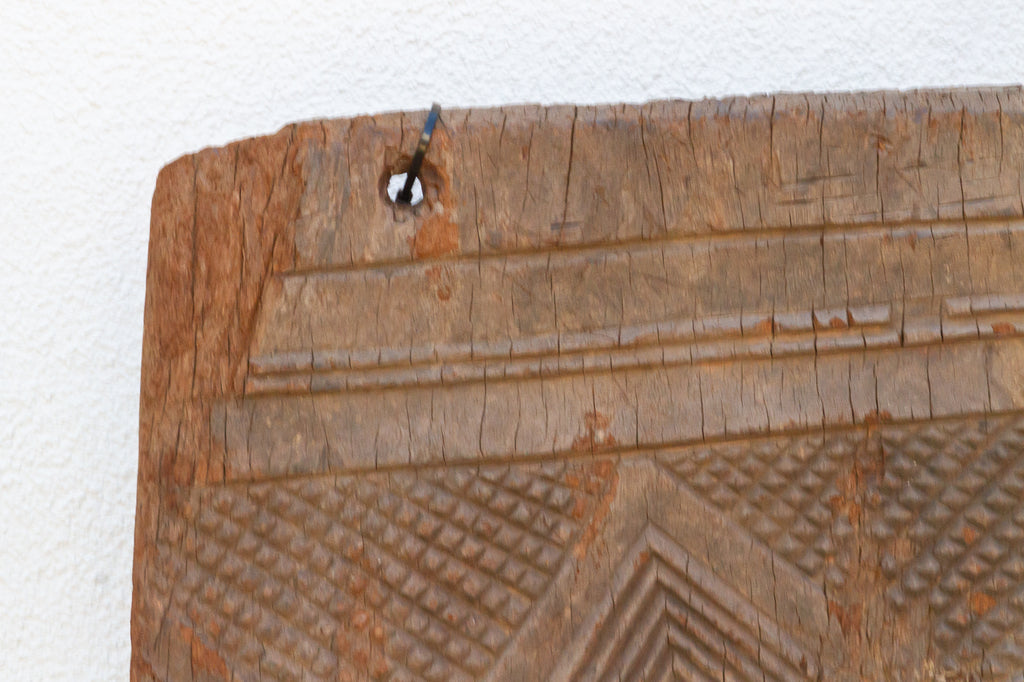 Ancient Diamond Motif Dogon Door on Stand