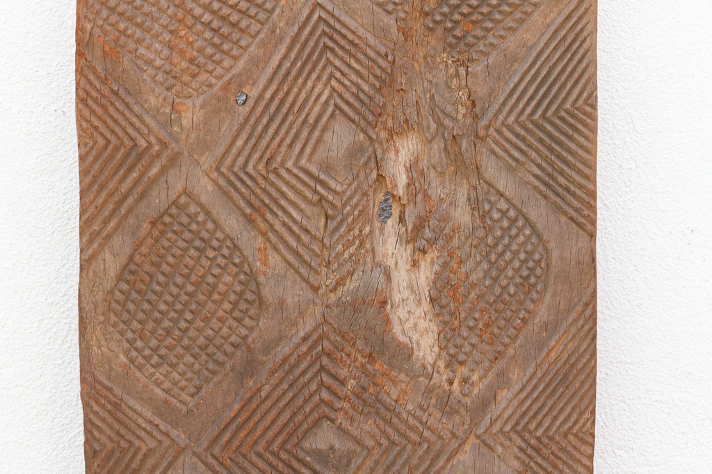 Ancient Diamond Motif Dogon Door on Stand