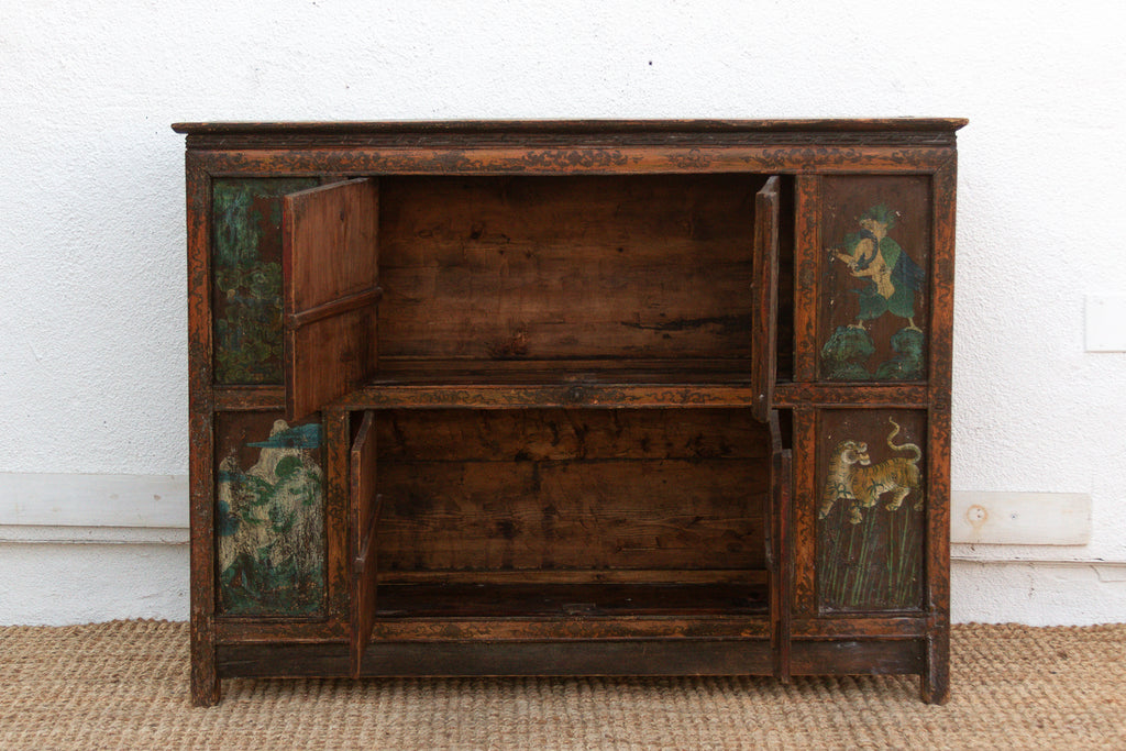 Antique Himalayas Hand-Painted Tibetan Cabinet (Trade)