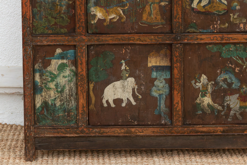 Antique Himalayas Hand-Painted Tibetan Cabinet (Trade)