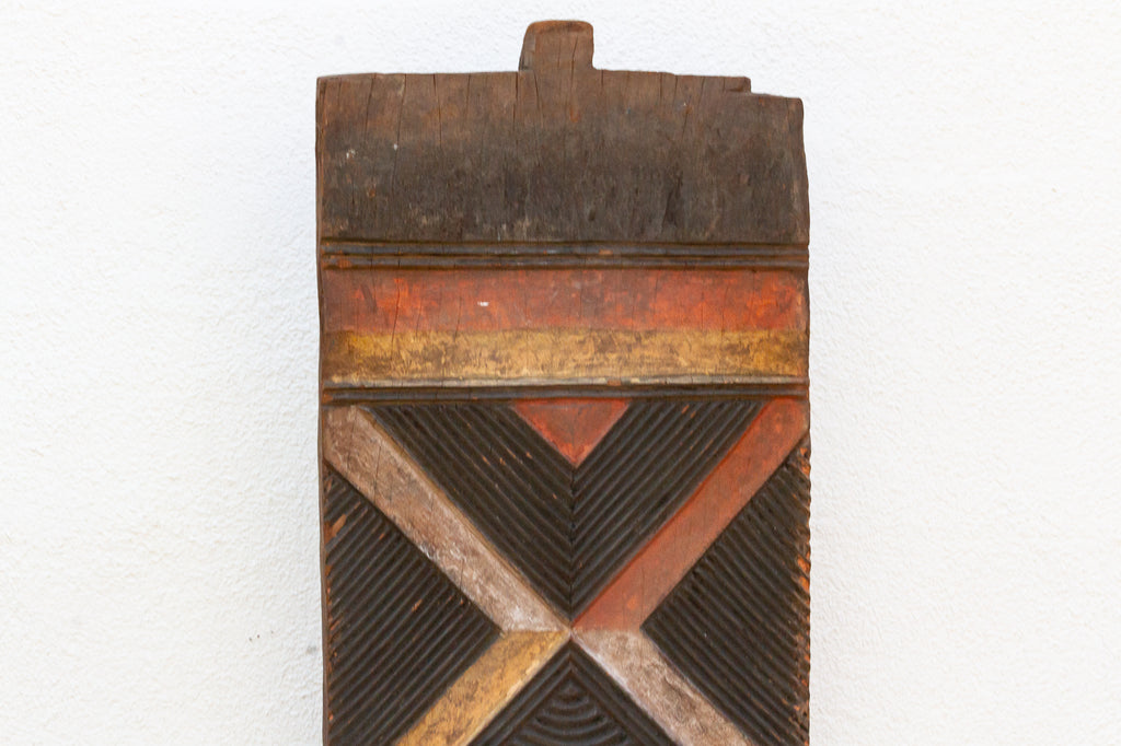 Early 20th Century Carved & Painted Bwa Door