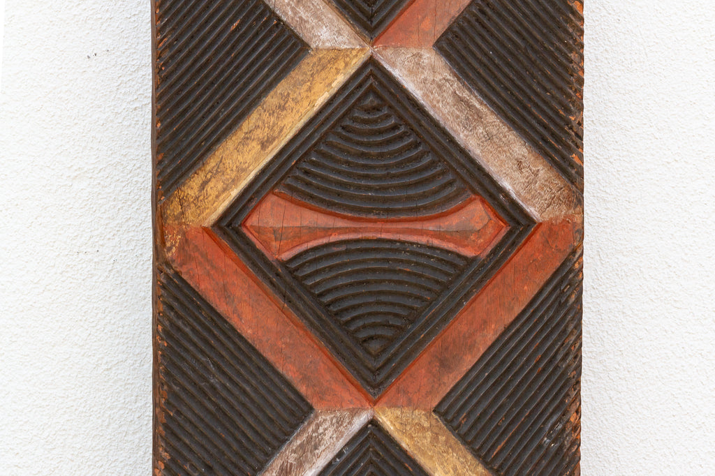 Early 20th Century Carved & Painted Bwa Door