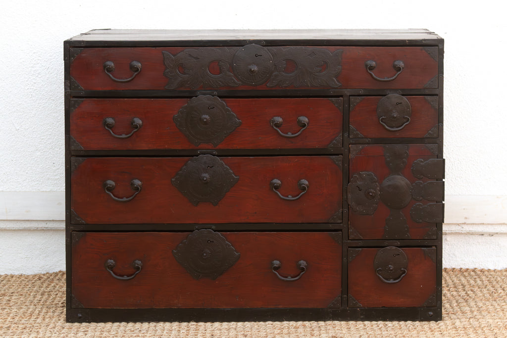 Antique Japanese Metal-bound Tansu Dresser