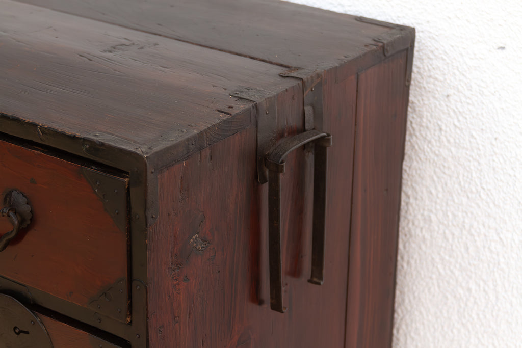 Antique Japanese Metal-bound Tansu Dresser