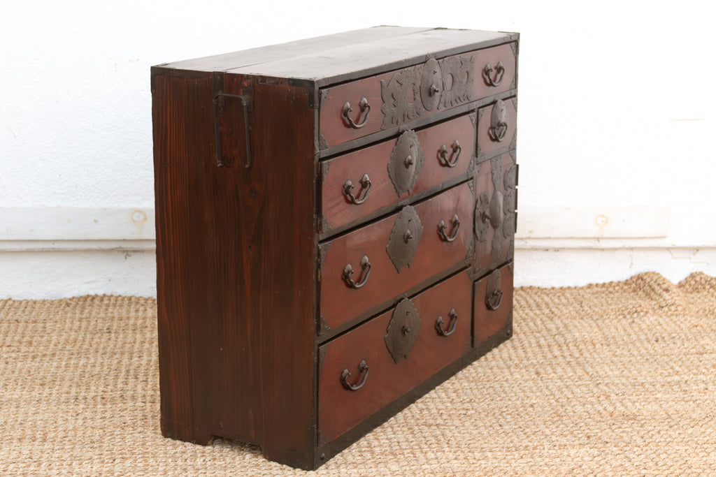 Antique Japanese Metal-bound Tansu Dresser
