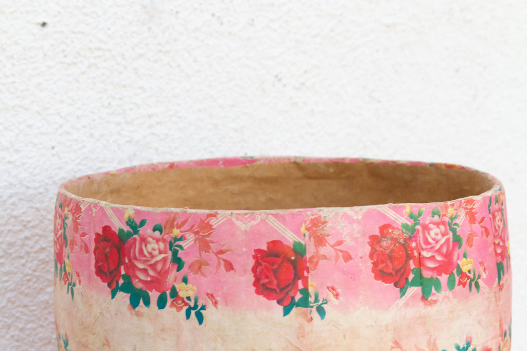 Rose Garden Vintage Paper Mache Pot