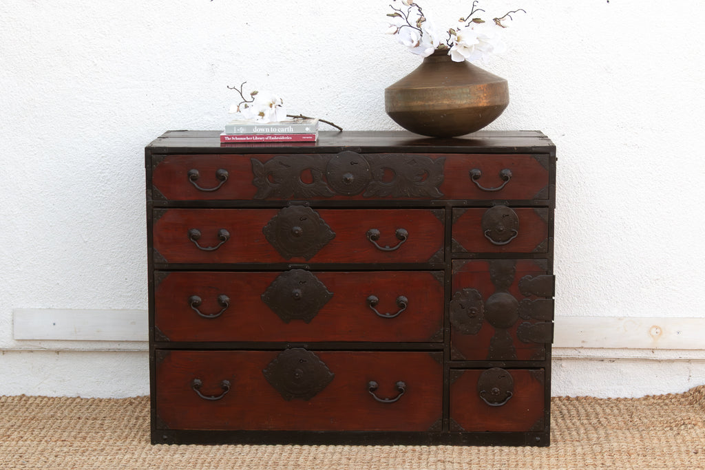 Antique Japanese Metal-bound Tansu Dresser