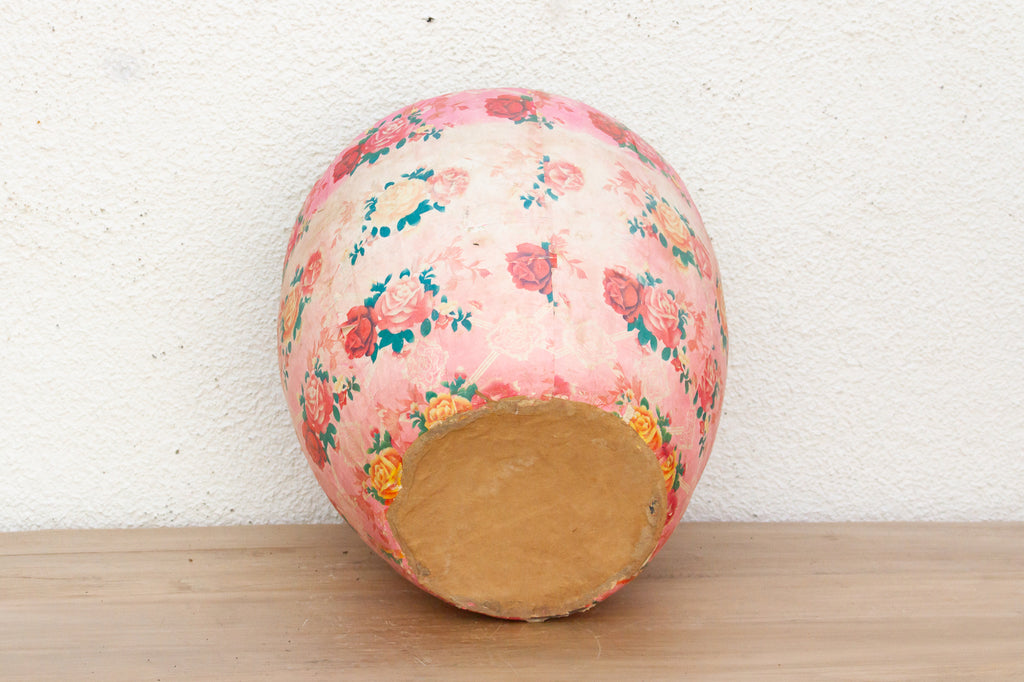 Rose Garden Vintage Paper Mache Pot