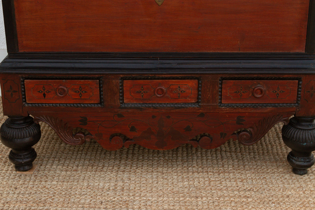 Large Antique Dutch Colonial Ceylon Chest on Stand