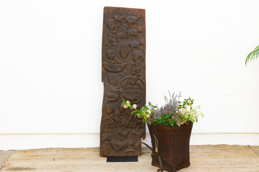 Ancient Carved Yoruba Figurative African Door (Trade)