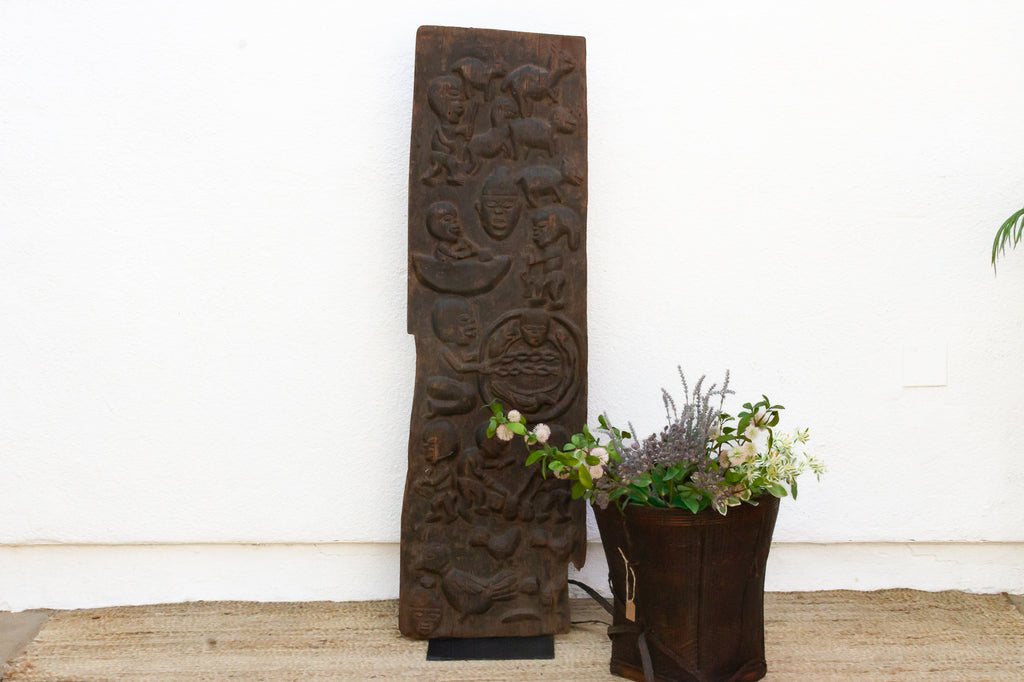 Ancient Carved Yoruba Figurative African Door (Trade)